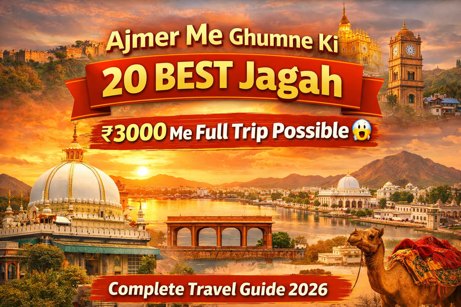 🏆 Ajmer Me Ghumne Ki 20 Best Jagah – ₹3000 Me Complete Travel Guide (2026)