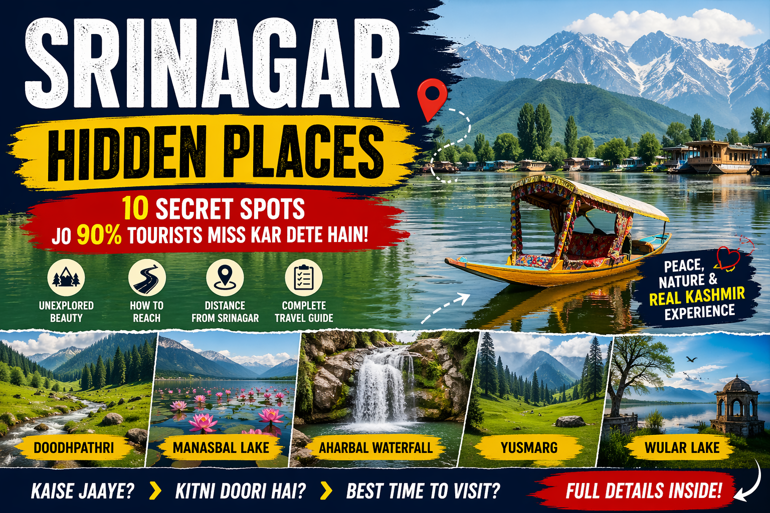 “Srinagar Hidden Places 2026: 10 Secret Spots Near Srinagar with Complete Travel Guide, Distance & Stay Plan”