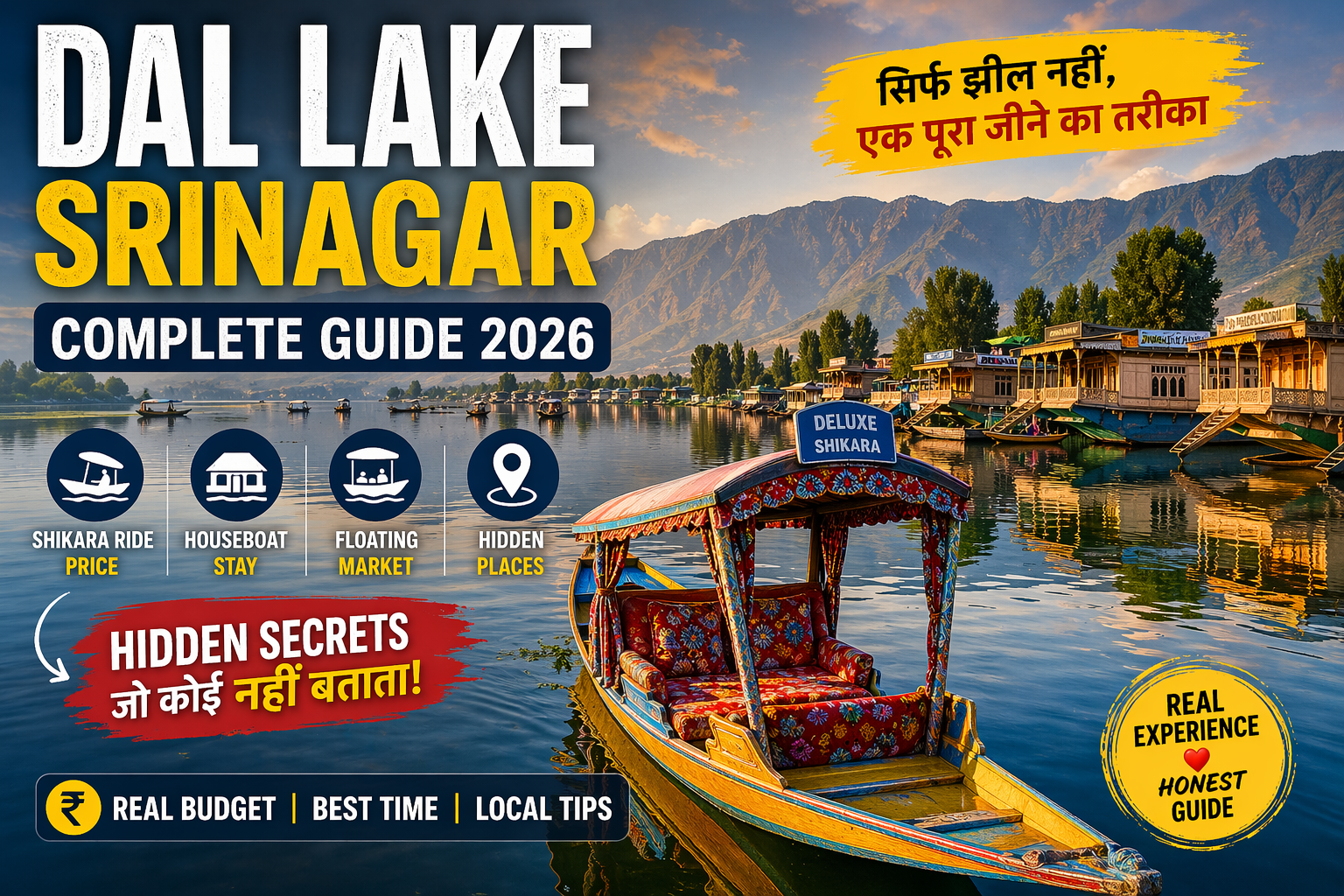 Dal Lake Srinagar Guide 2026 – Shikara Ride, Houseboat Stay + Hidden Secrets
