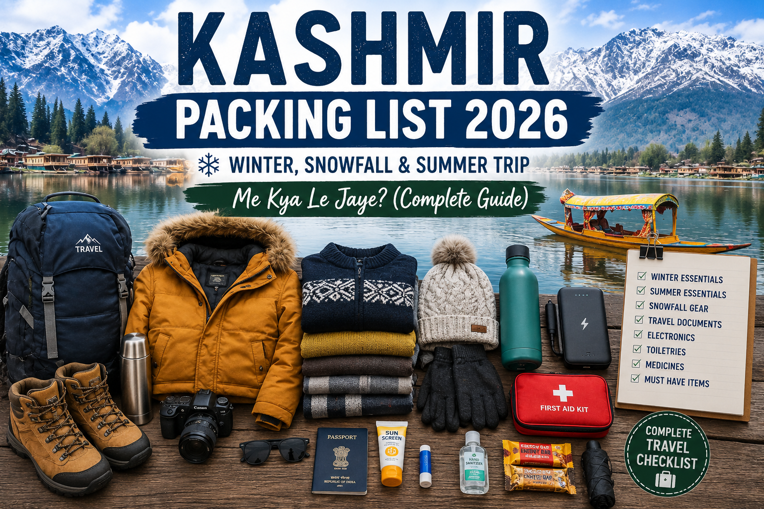Kashmir Packing List 2026: Winter, Snowfall & Summer Trip Me Kya Le Jaye? (Complete Travel Checklist)