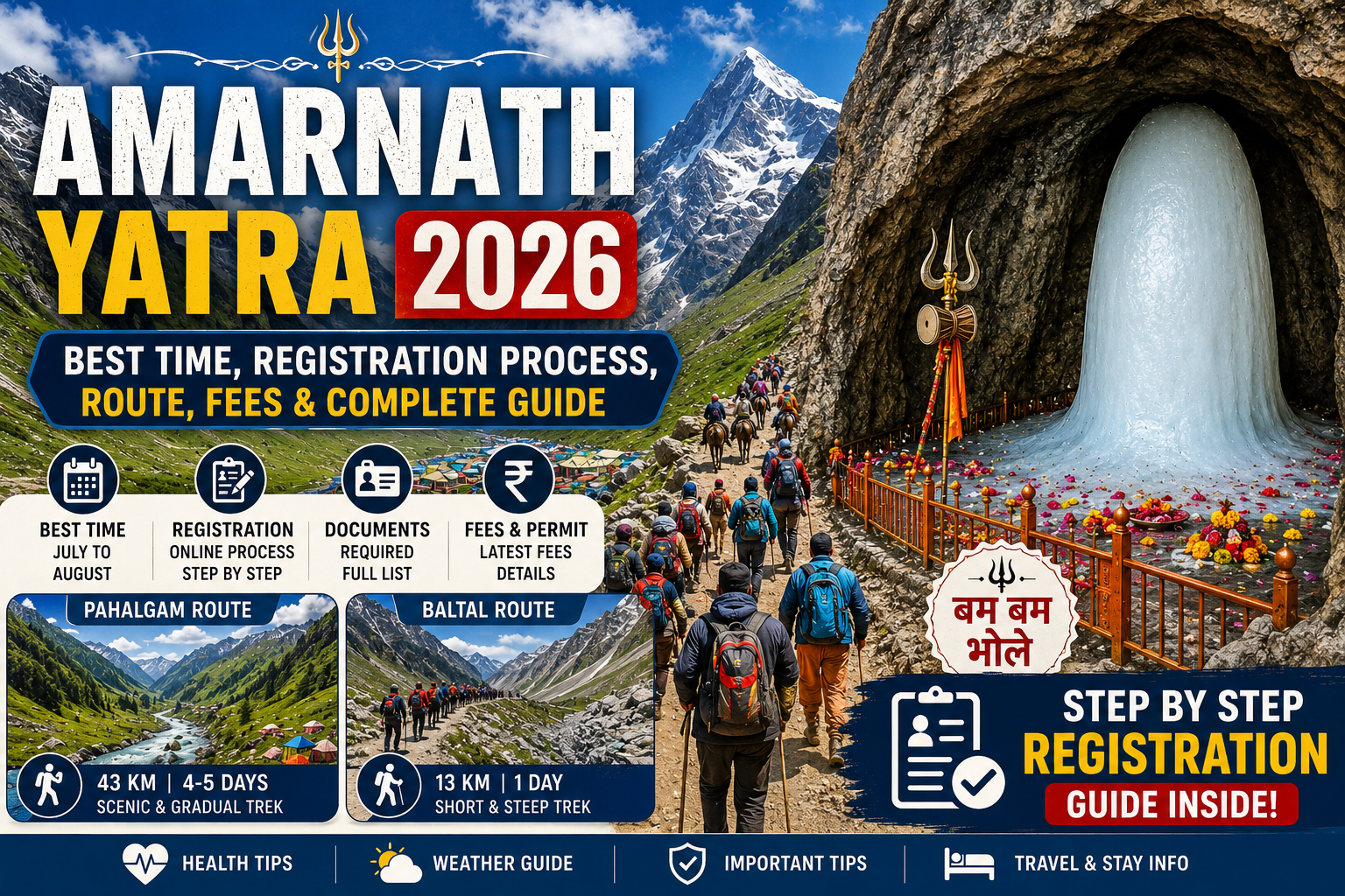 Amarnath Yatra 2026: Best Time to Visit, Registration Process, Fees, Route & Complete Guide