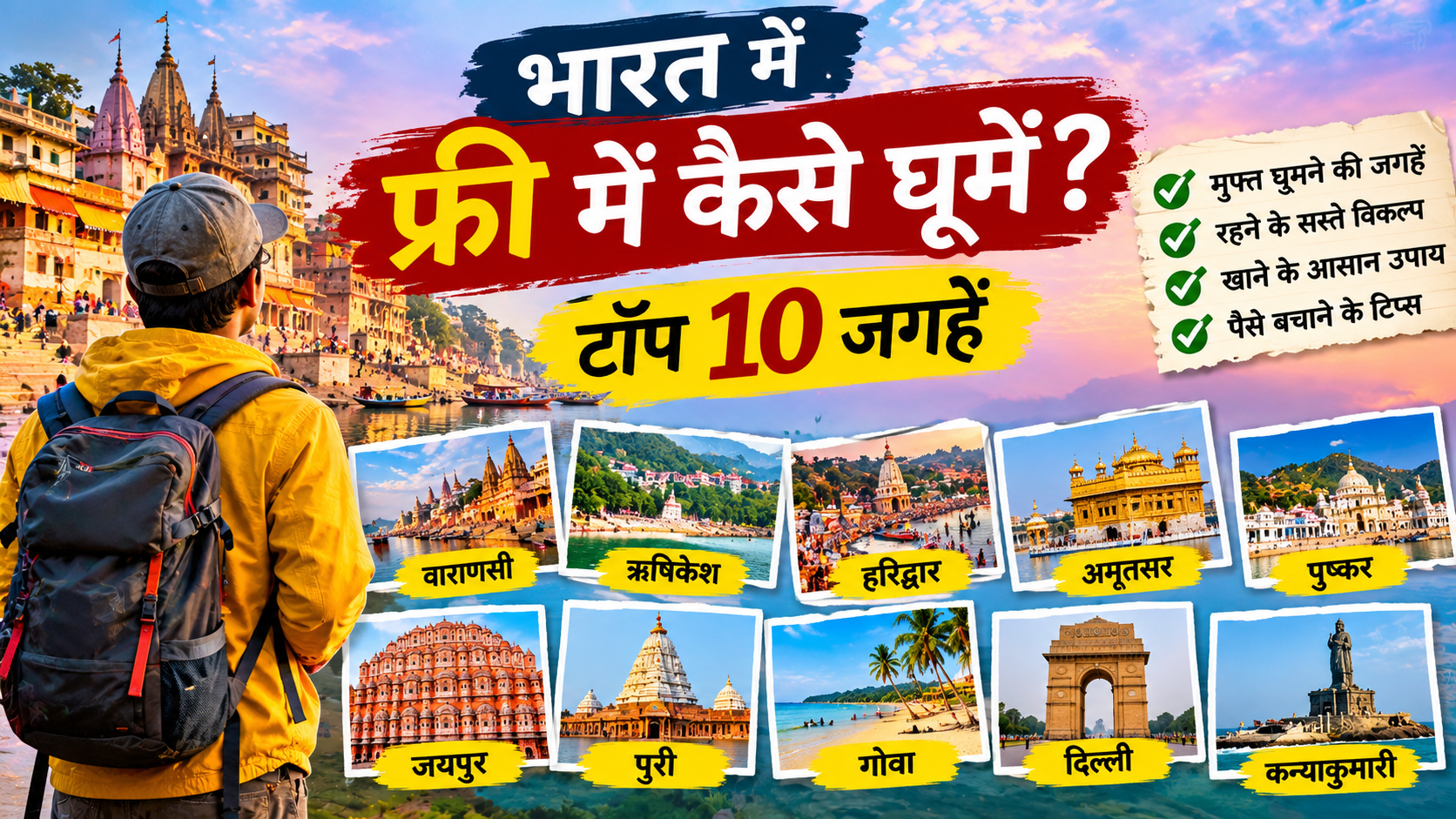 भारत में फ्री में कैसे घूमें? जानिए 10 ऐसी जगहें जहाँ कम खर्च में घूमने का मजा ले सकते हैं